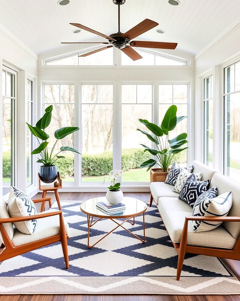 modern geometric patterns - 20 Mid-century Modern Sunroom Ideas
