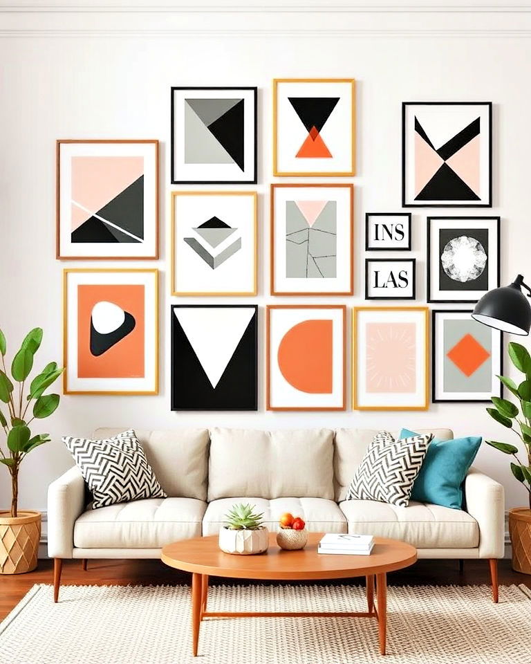 modern geometric shapes and patterns - 25 Eclectic Gallery Wall Ideas