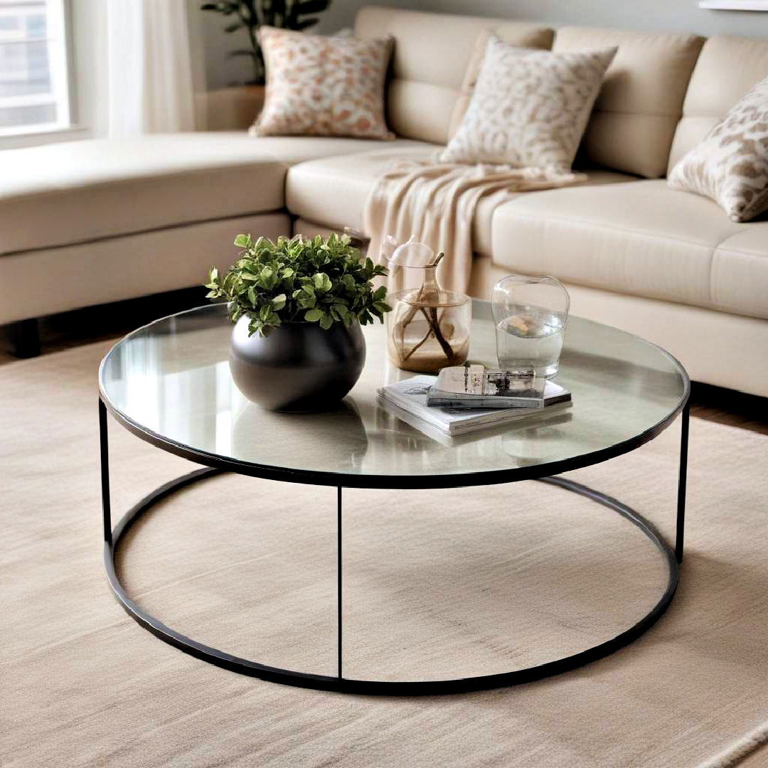 modern glass coffee table - 40 Neutral Living Room Ideas