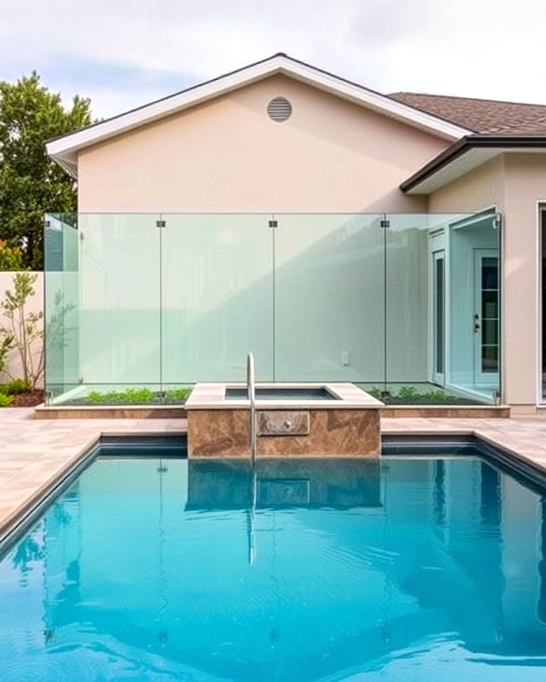 modern glass partition - 20 Rectangle Pool With Hot Tub