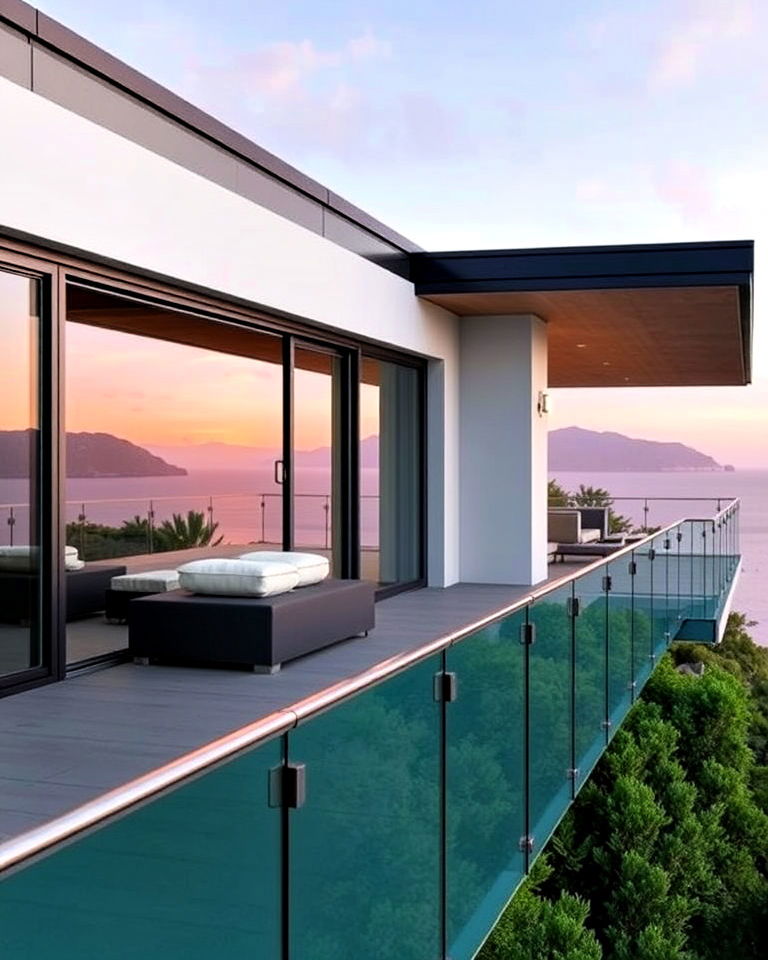 modern glass railed balcony - 20 Mansion Balcony Ideas
