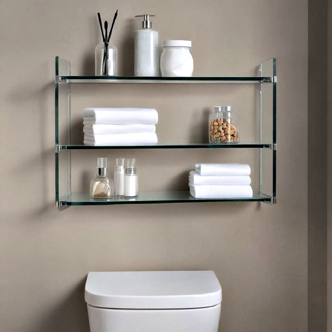 modern glass shelves - 25 Over Toilet Storage Ideas