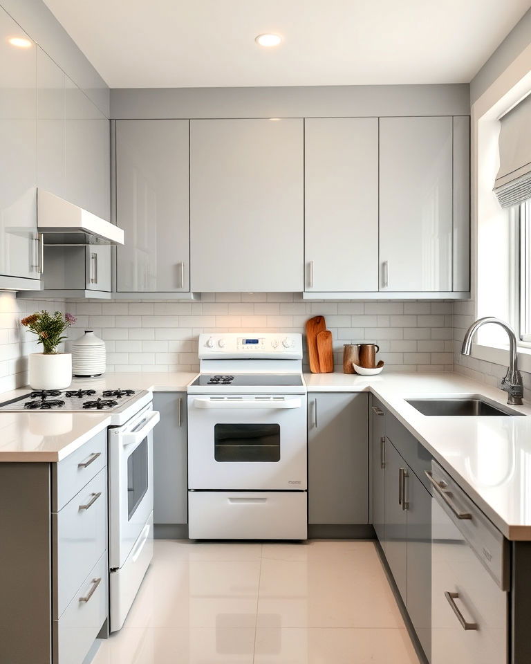 modern glossy cabinets and white appliances - 40 Kitchen With White Appliances Ideas