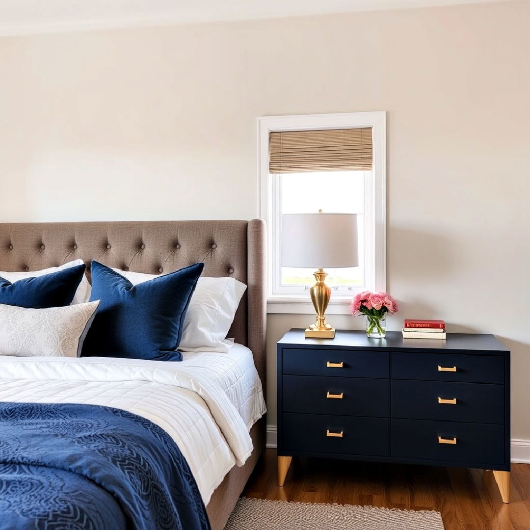 modern gold hardware on furniture - 25 Gold Bedroom Ideas