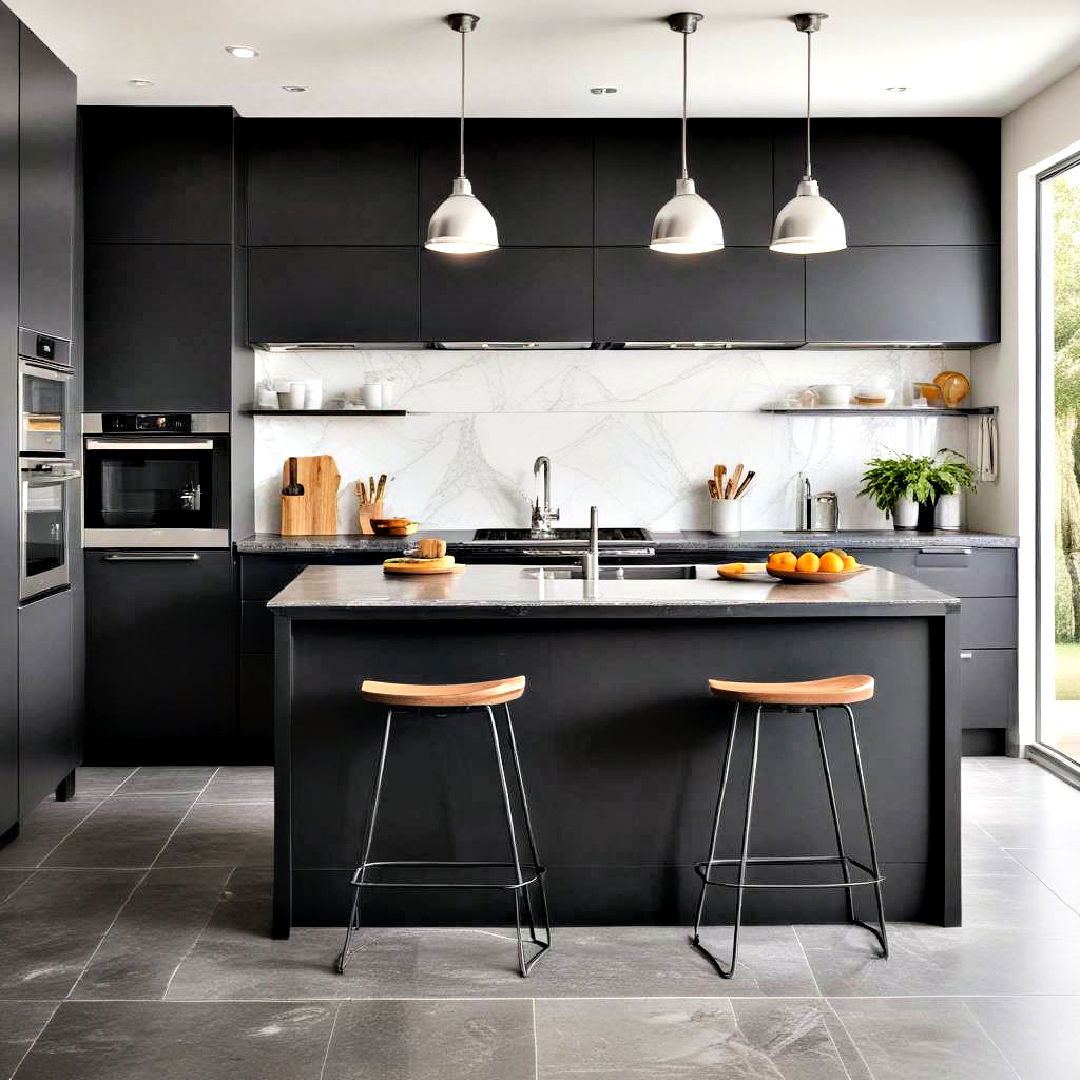 modern graphite grey kitchen cabinets - 40 Painted Kitchen Cabinet Ideas