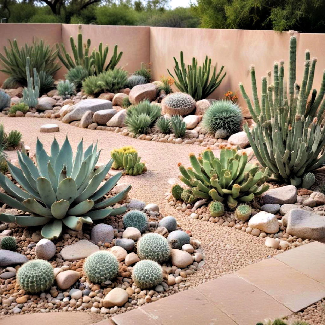 modern gravel and cactus garden - 40 English Garden Design Ideas