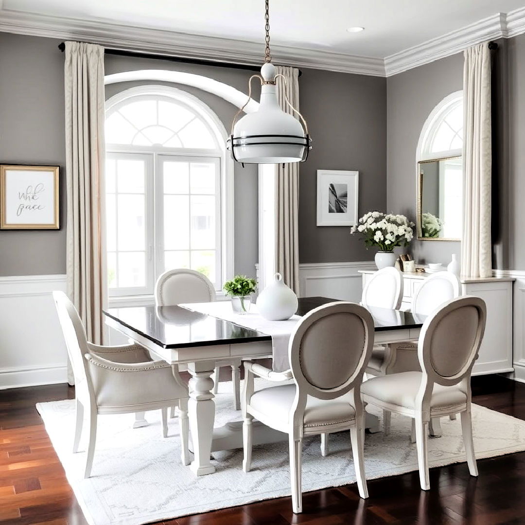 modern gray and white contrast - 25 Gray Dining Room Ideas