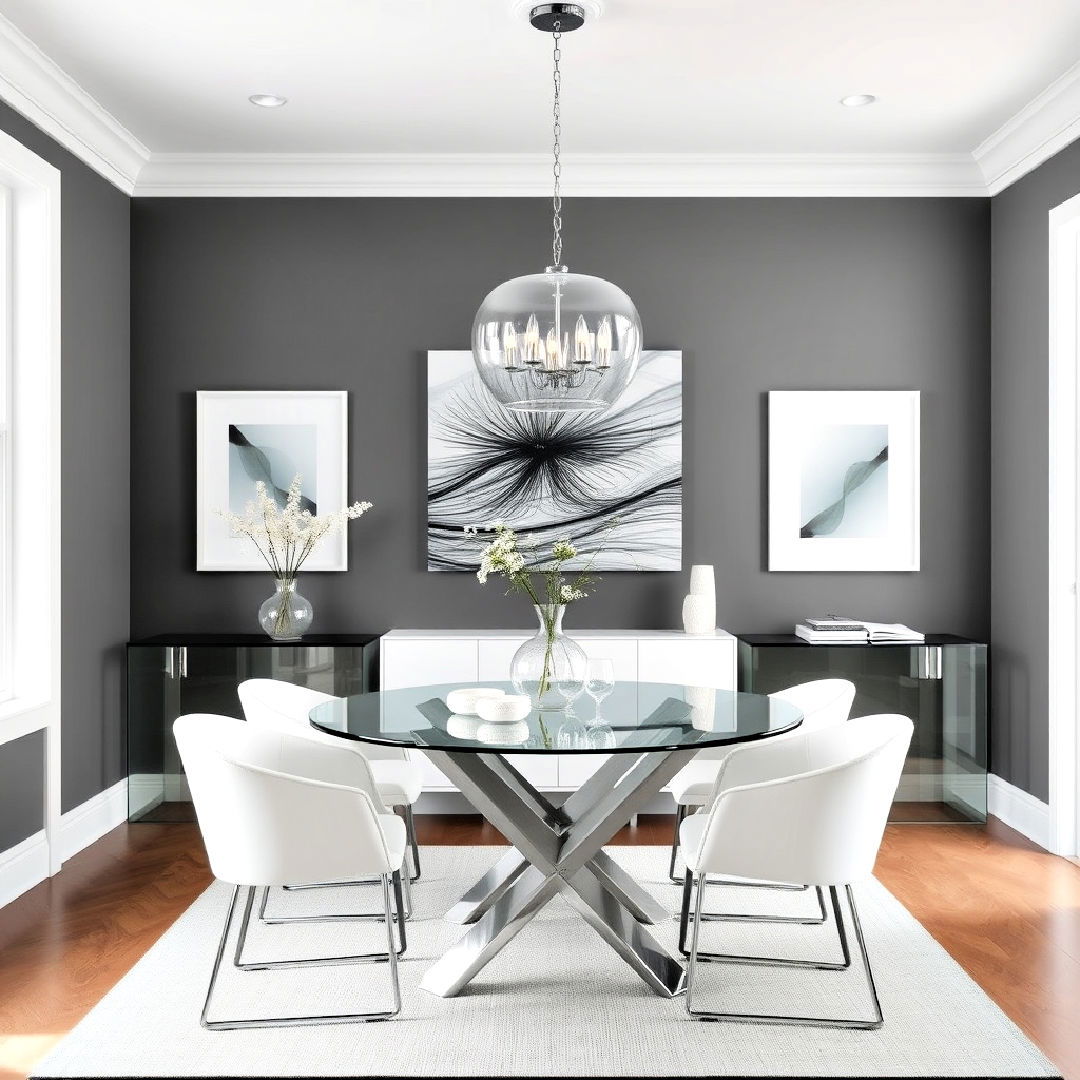 modern gray with glass elements ideas - 25 Gray Dining Room Ideas