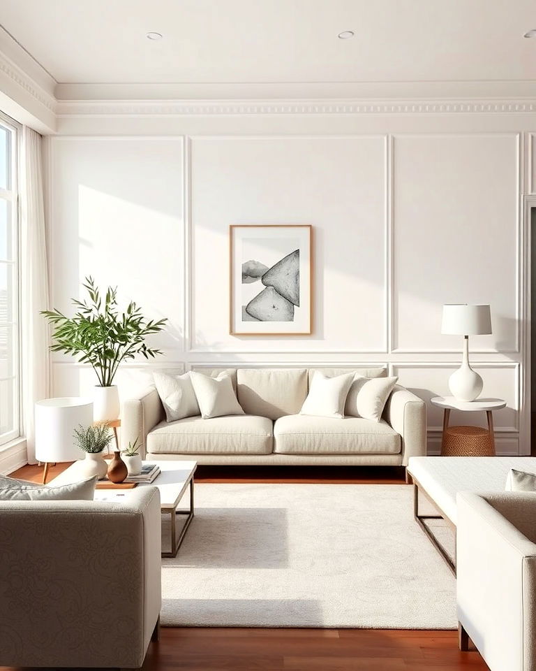 modern greige and white contrast - 20 Greige Living Room Ideas