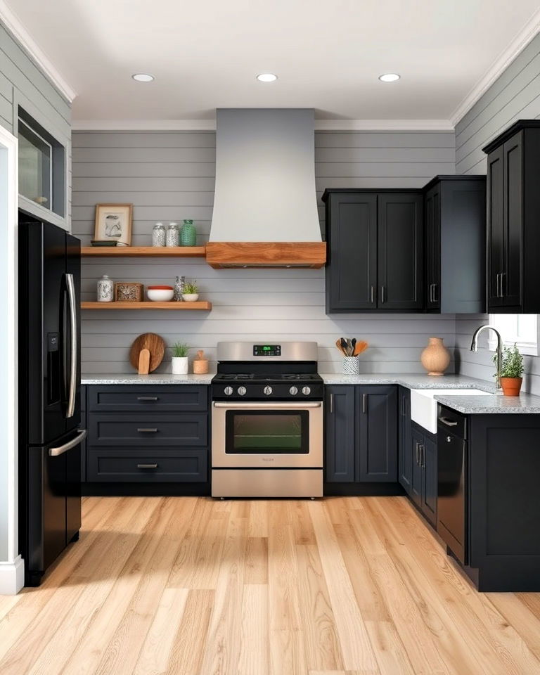 modern grey shiplap backsplash - 30 Shiplap Backsplash Ideas for Your Kitchen