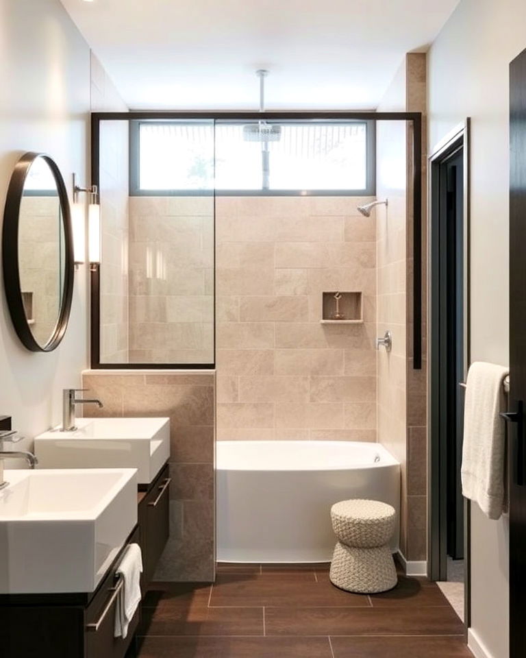 modern half wall partition - 20 Bathroom Partition Ideas