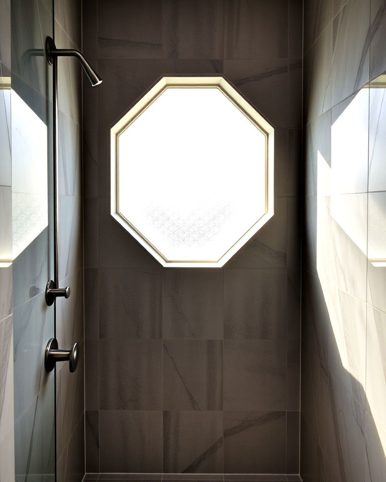 modern hexagonal shower window - 30 Shower Window Ideas