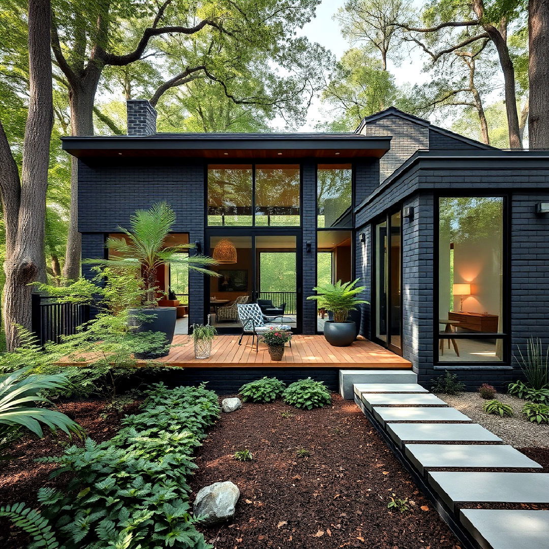 modern hidden oasis black brick exterior - 40 Black Brick House Exteriors