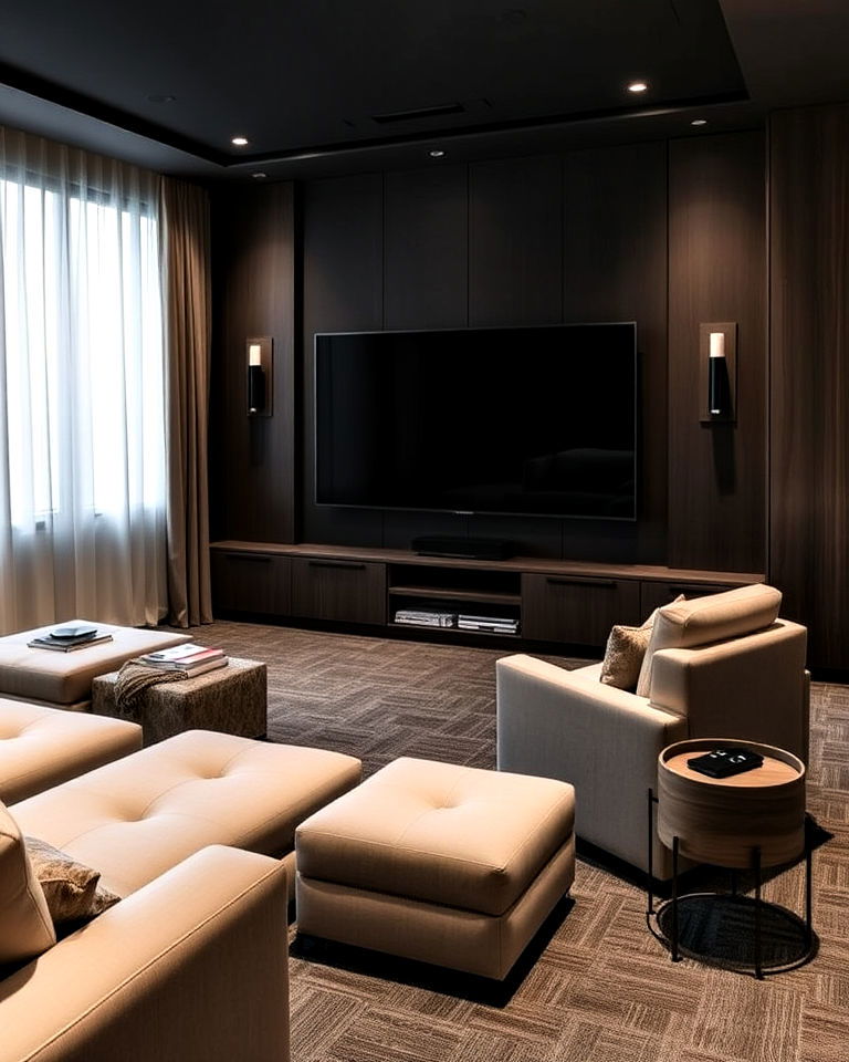 modern hidden storage compartments - 20 Modern Home Theater Ideas