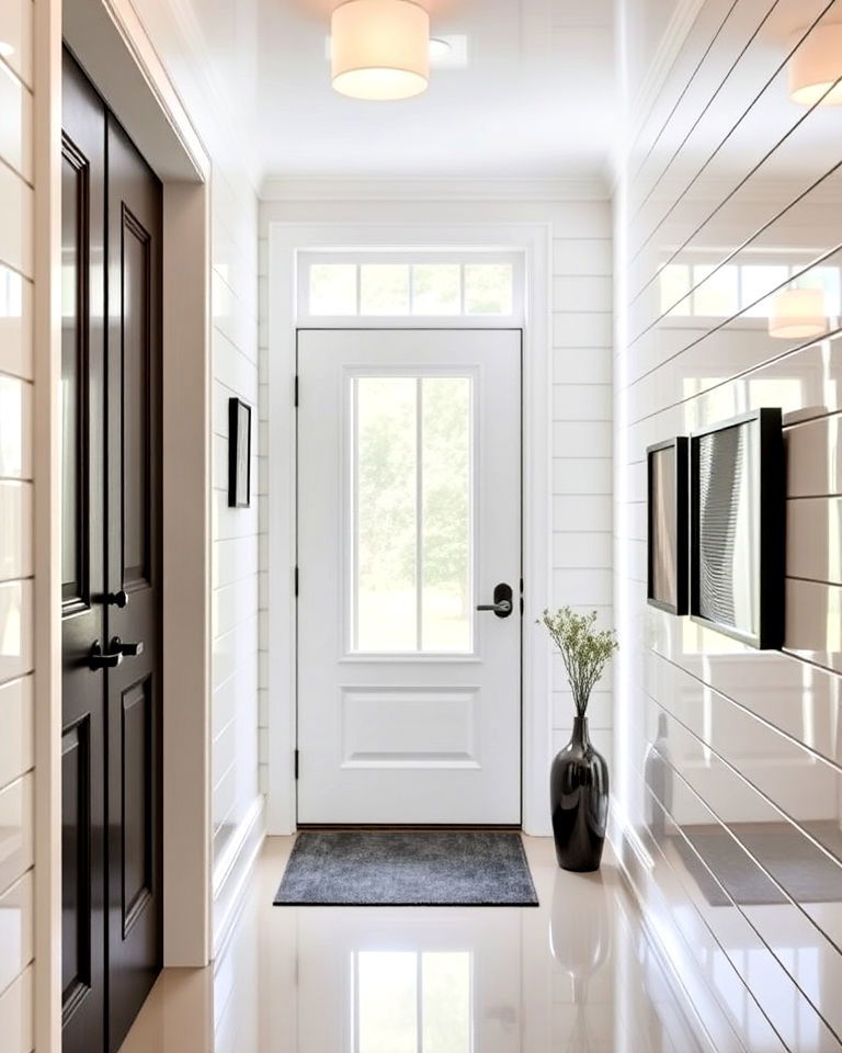 modern high gloss shiplap finish - 25 Shiplap Wall Entryway Ideas