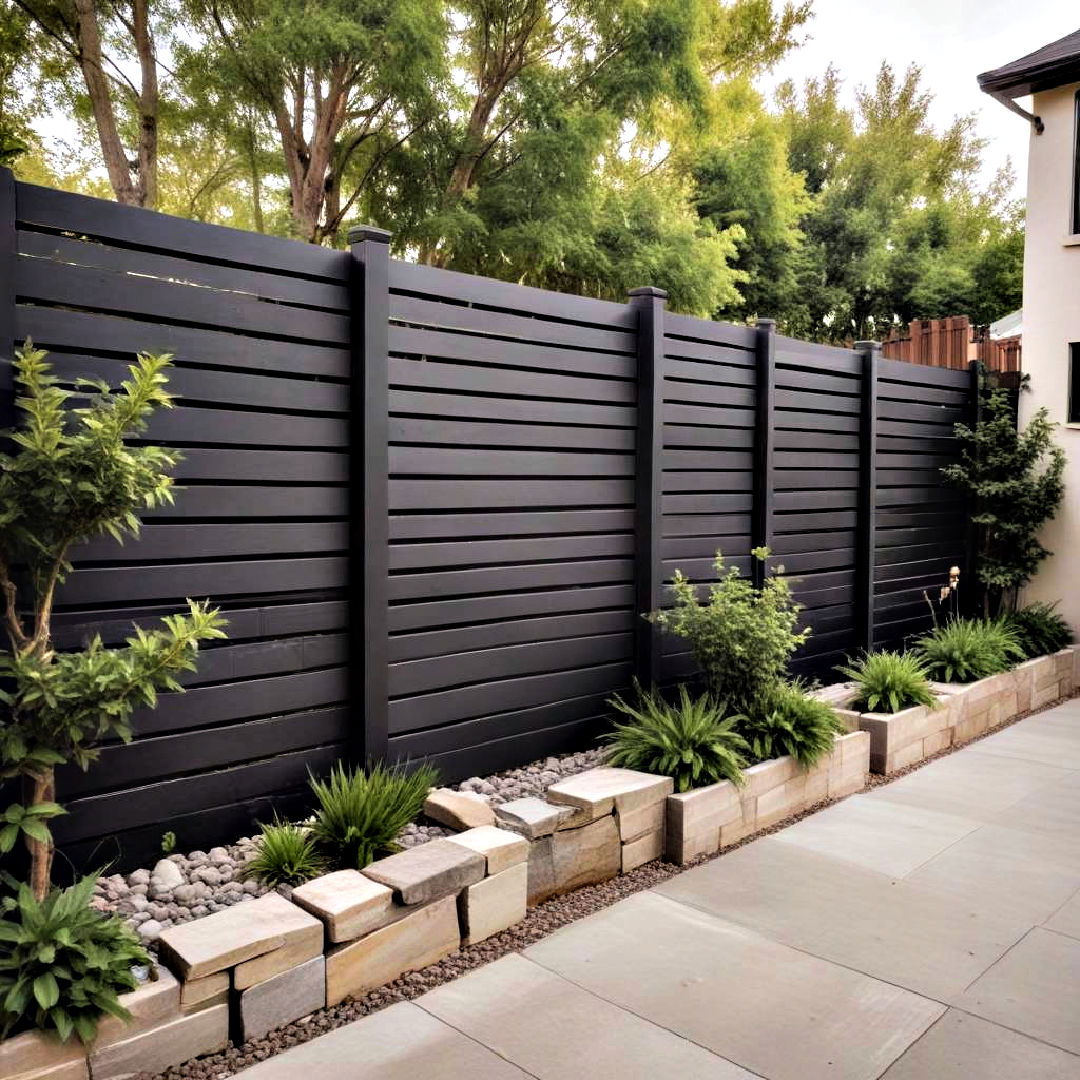 modern horizontal slat fence - 25 Backyard Fence Ideas