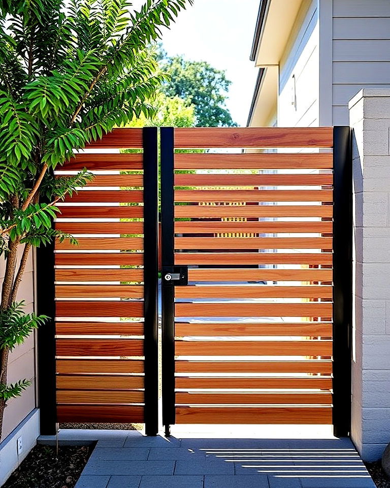 modern horizontal slat gate - 20 Front Door Gate Ideas