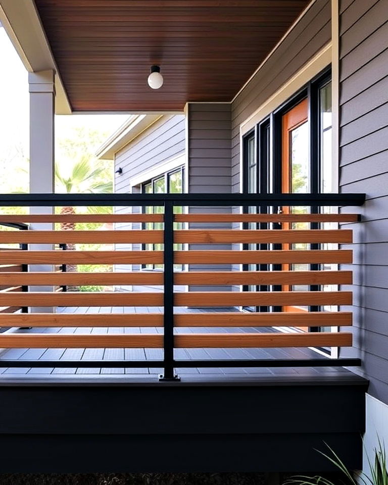modern horizontal slats for porch railing - 25 Front Porch Railing Ideas