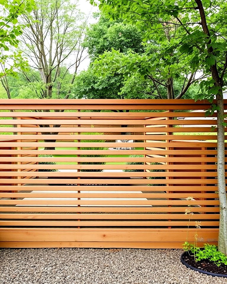 modern horizontal slatted fence - 40 Japanese Fence Ideas