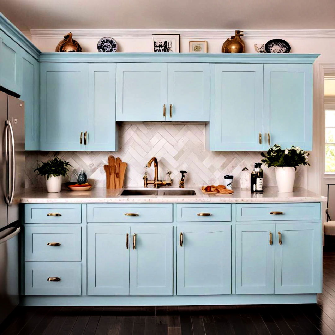 modern ice blue painted cabinets - 40 Painted Kitchen Cabinet Ideas