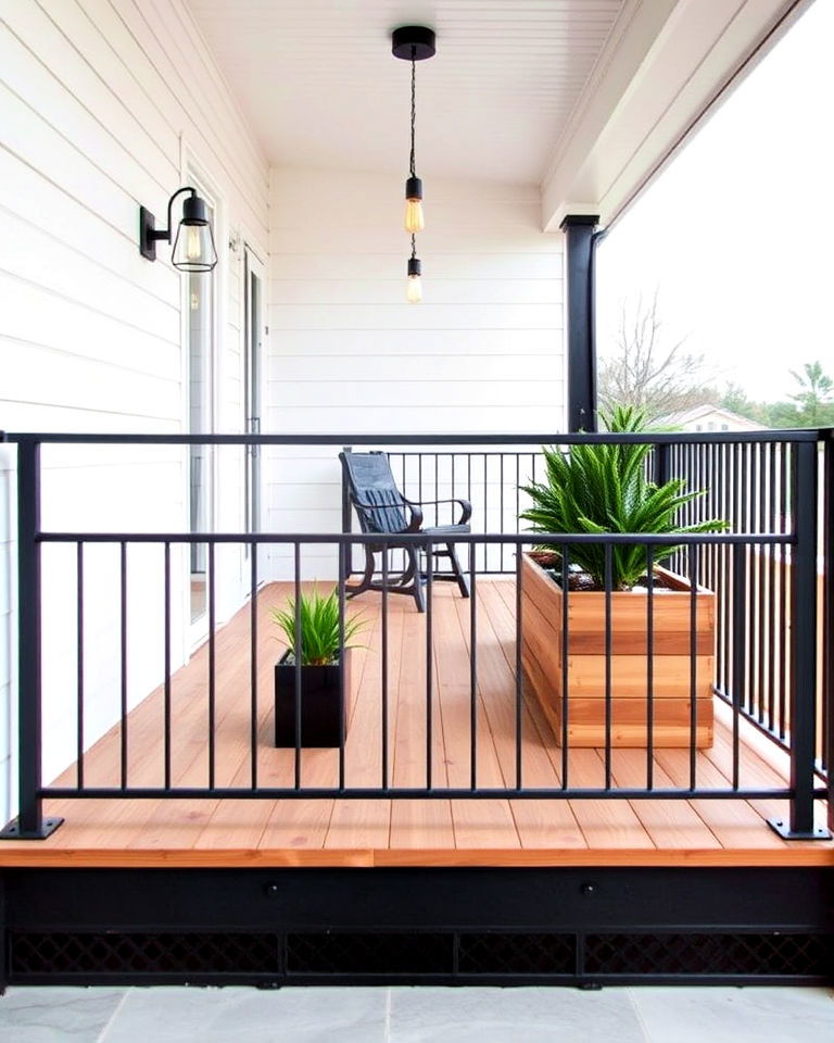 modern industrial inspired porch - 25 Raised Ranch Front Porch Ideas