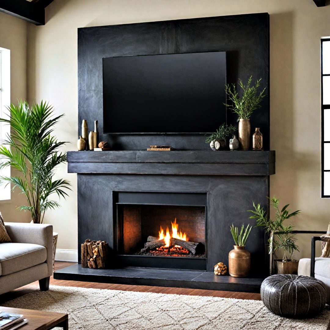 modern industrial metal mantel - 40 Mantel Decor Ideas