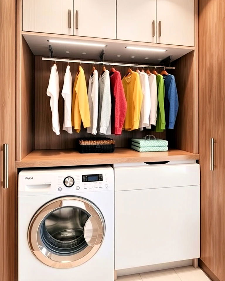 modern integrated drying rack - 30 Luxury Modern Laundry Room Ideas