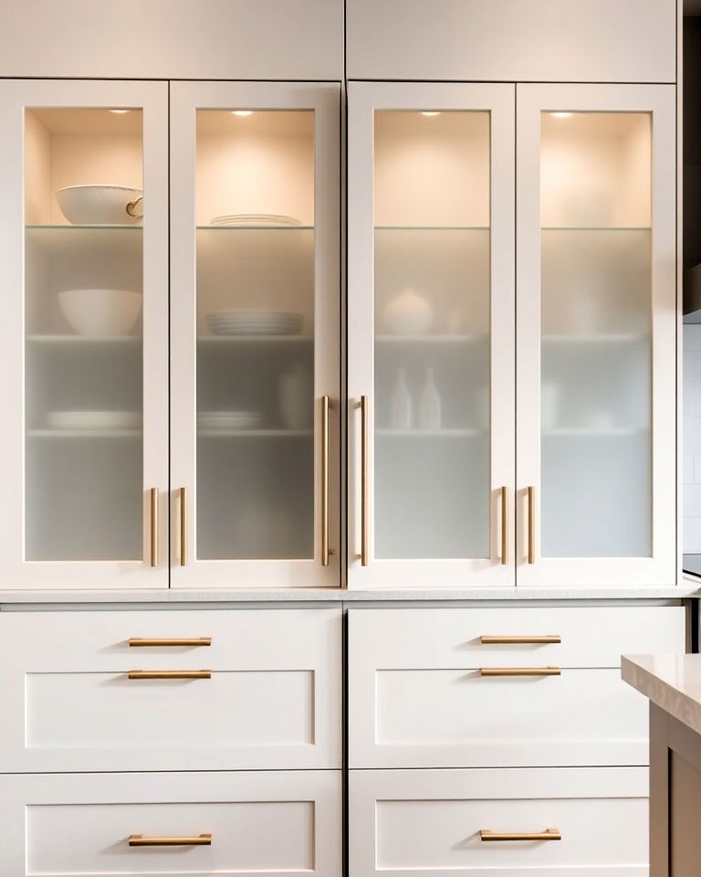 modern kitchen with frosted glass door cabinets - 20 Modern Style Glass Kitchen Cabinets