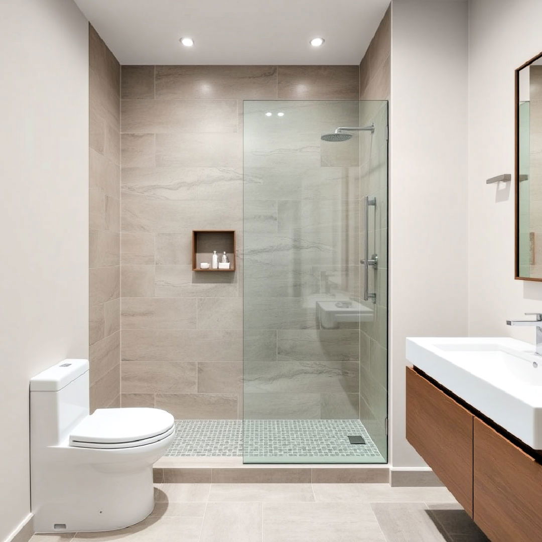 modern large format tiles for walk in shower - 30 Walk-in Shower Tile Ideas
