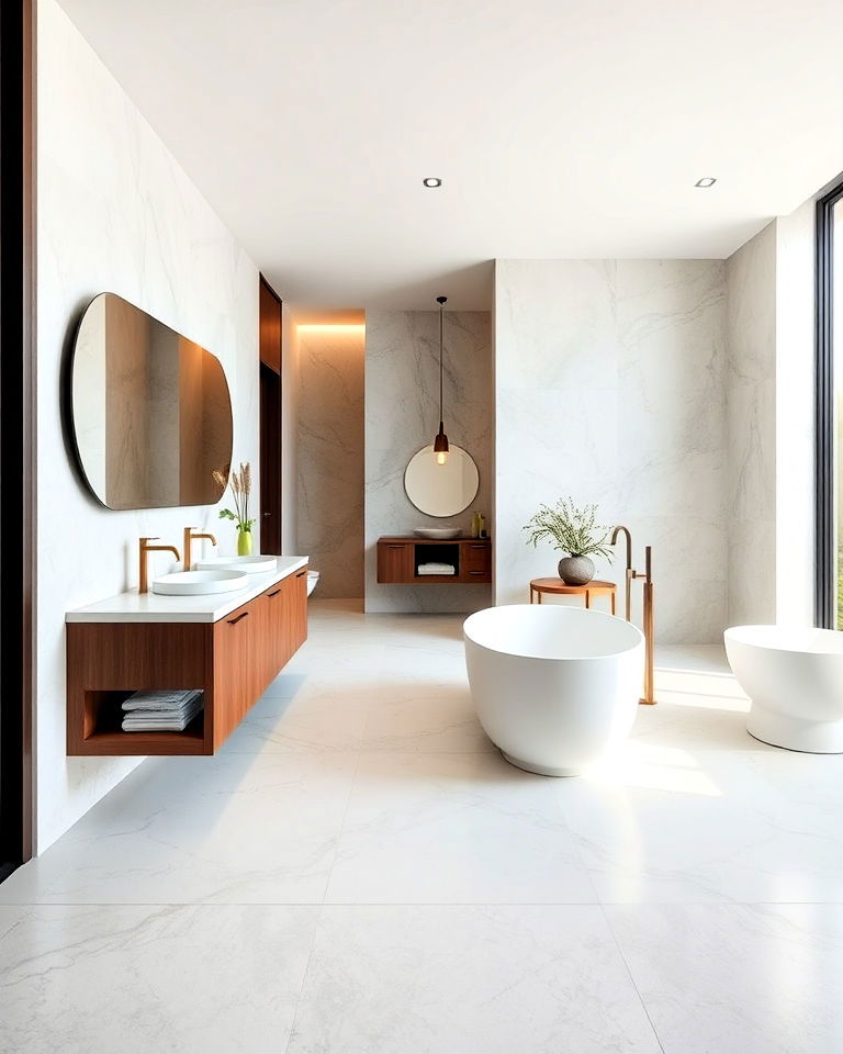 modern large format tiles - 30 Open Concept Bathroom Ideas