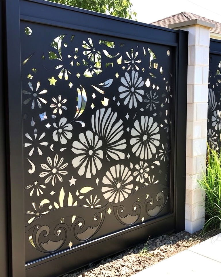 modern laser cut metal panels - 20 Fence Art Ideas
