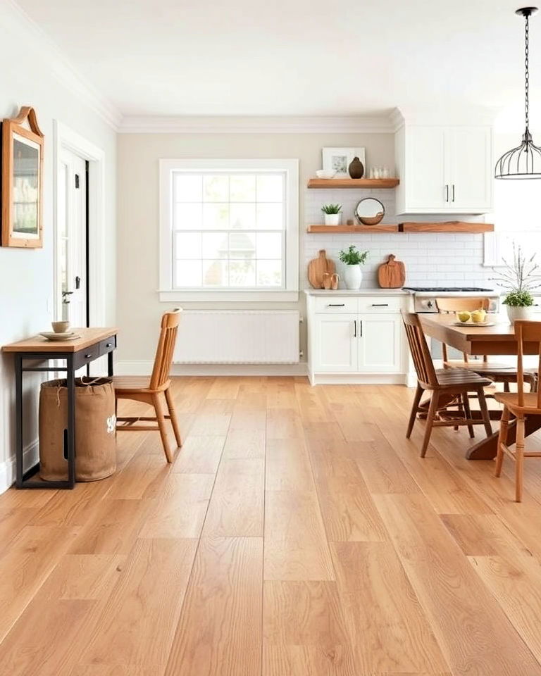 modern light brown hardwood flooring - 40 Farmhouse Flooring Ideas