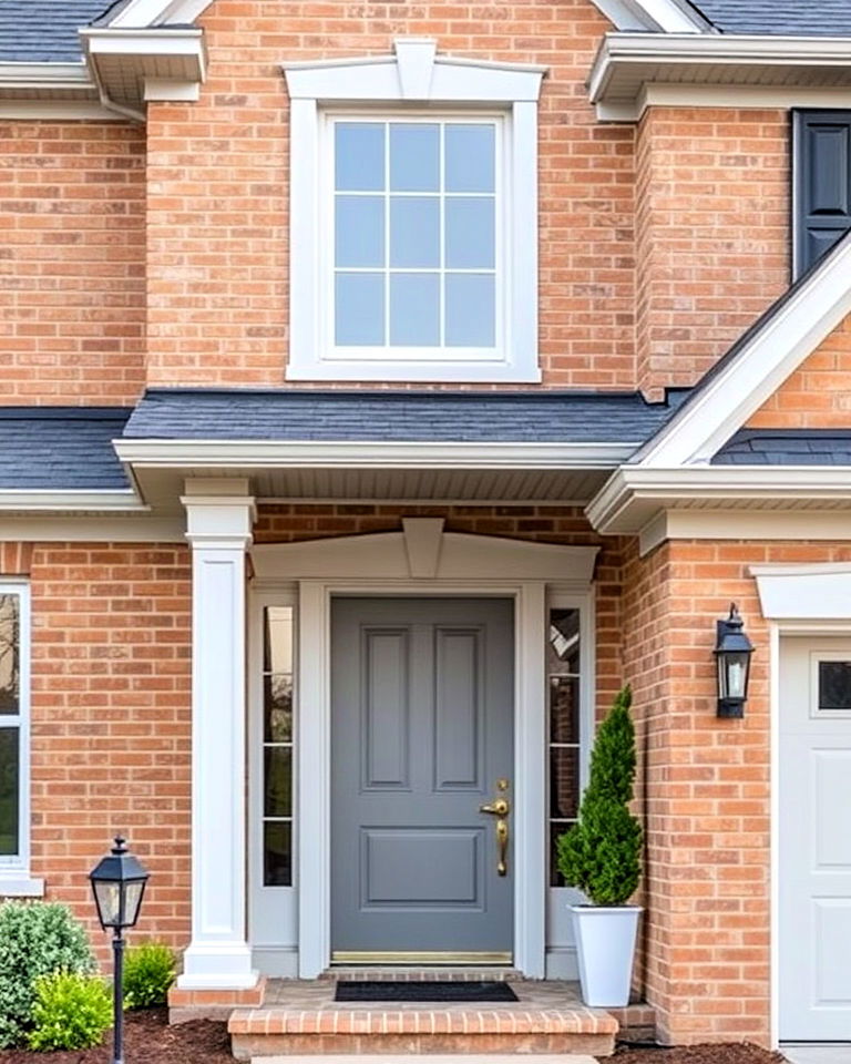 modern light gray accents - 25 Tan Brick House Color Schemes