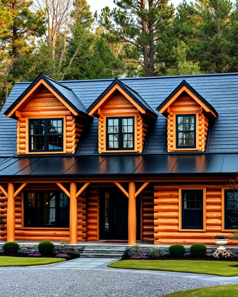 modern log cabin with black roof to add rustic charm - 25 Houses With Black Roofs