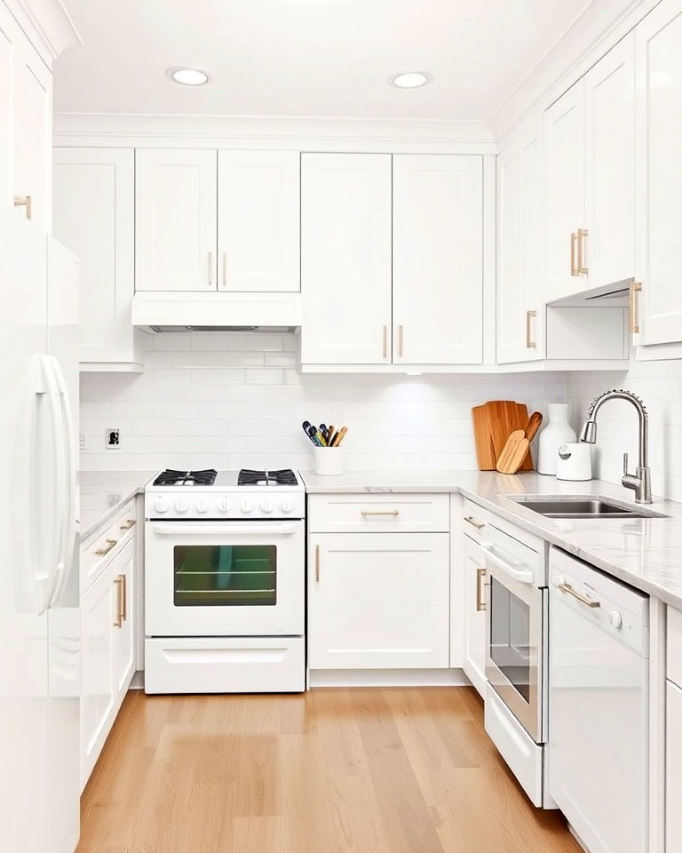 modern look all white kitchen - 40 Kitchen With White Appliances Ideas