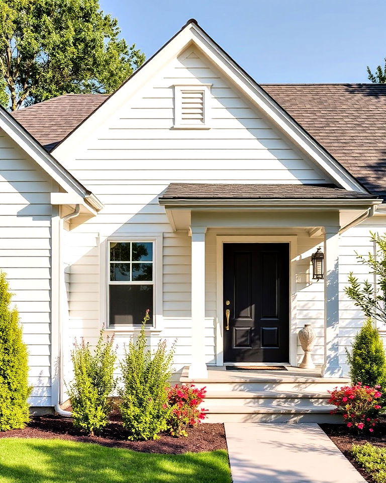 modern look clean lines with white siding - 30 Transitional Home Exterior Ideas