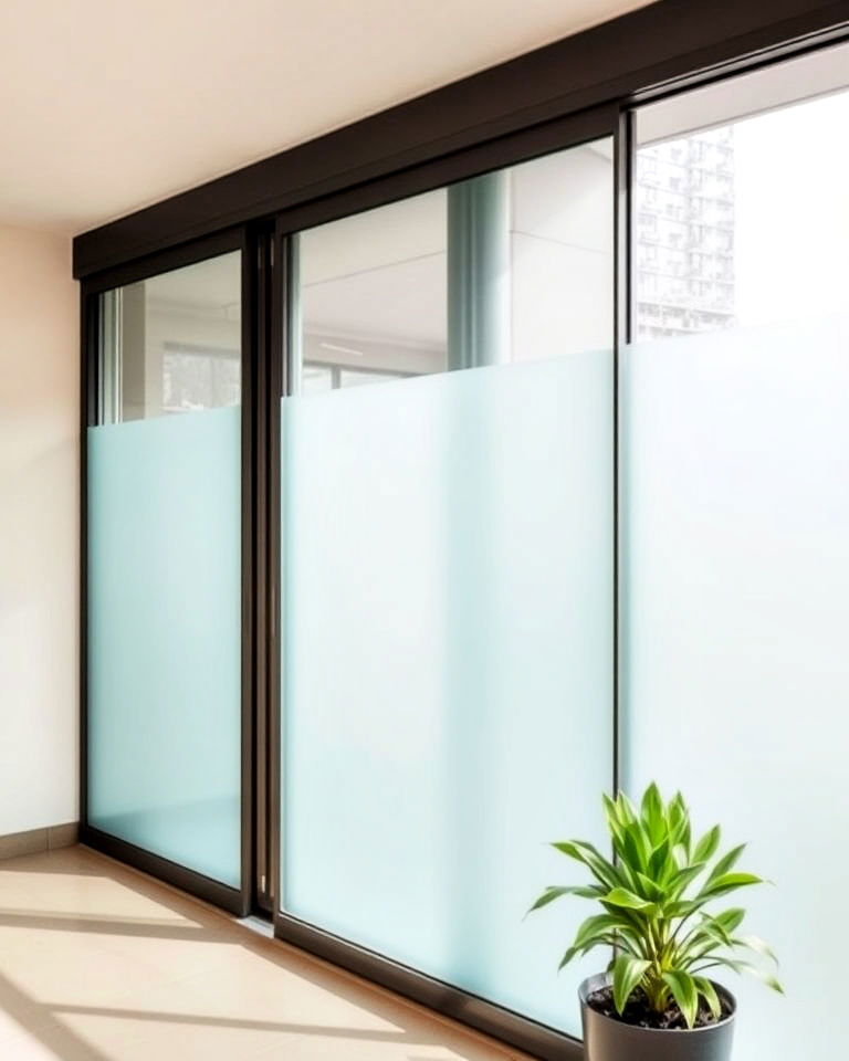 modern look frosted glass divider - 20 Balcony Divider Ideas