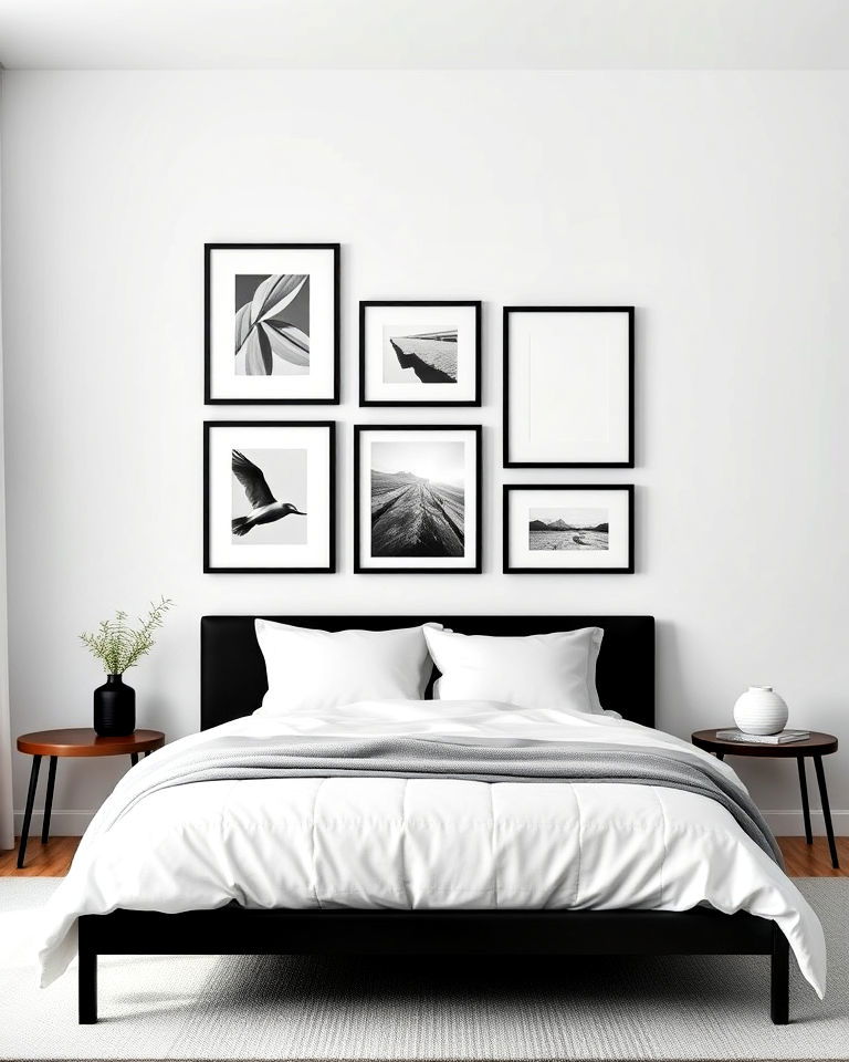 modern look matte black picture frames - 20 Matte Black Bedroom Ideas