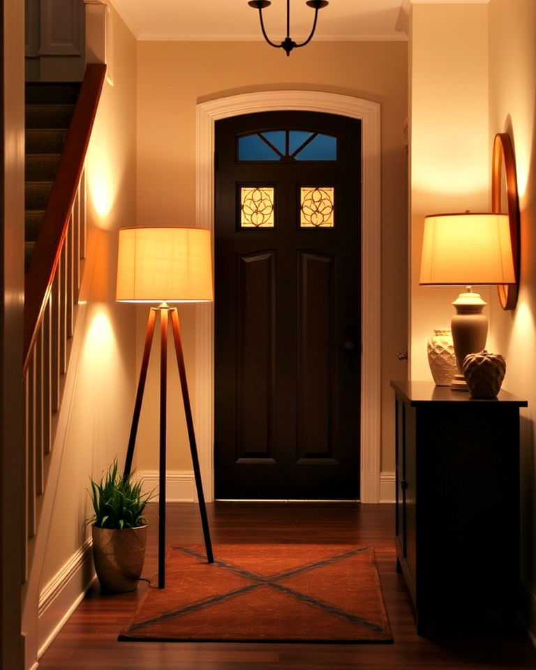 modern look tall floor lamp - 50 Foyer Decor Ideas