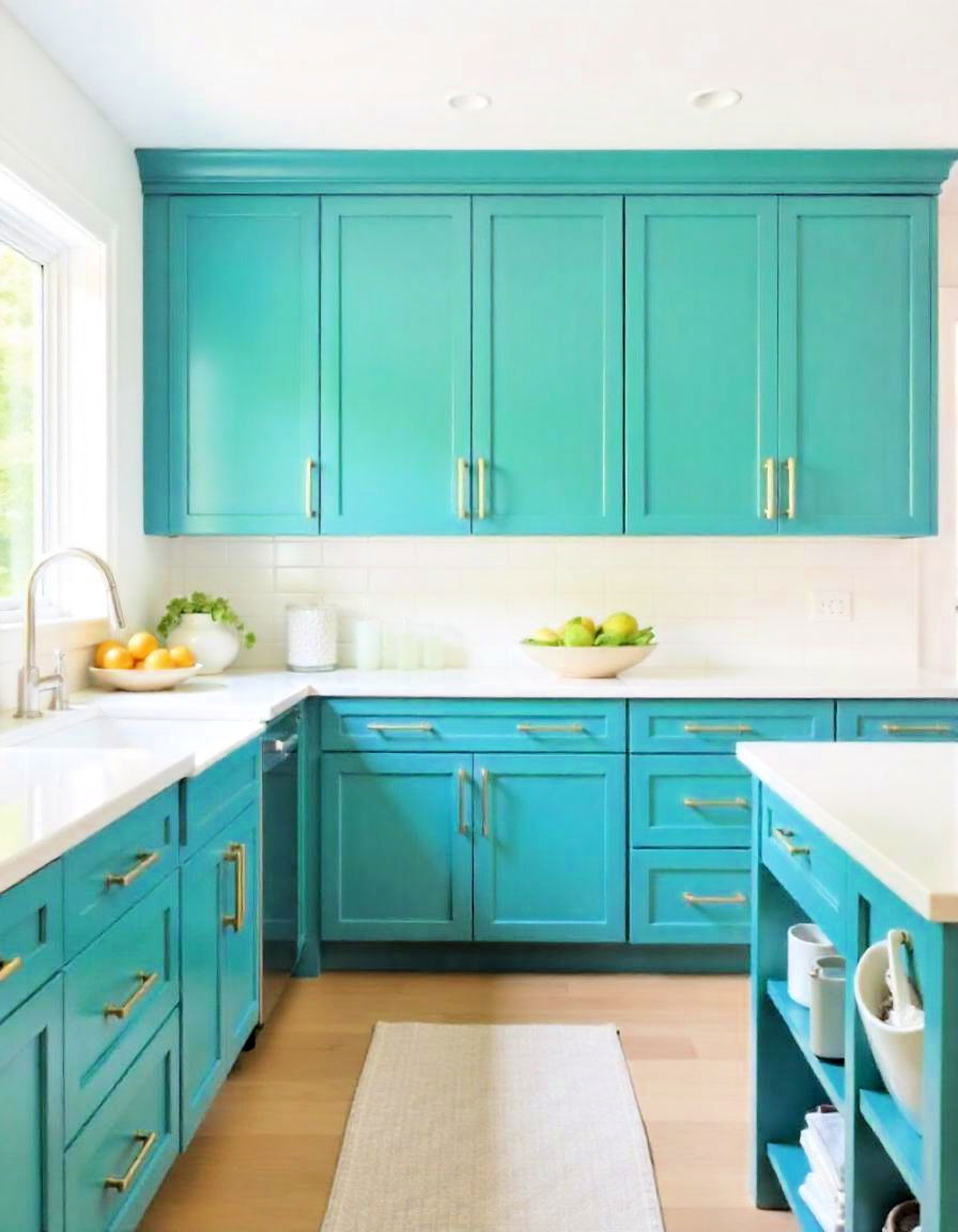 modern look teal cabinets - 20 Teal Kitchen Ideas