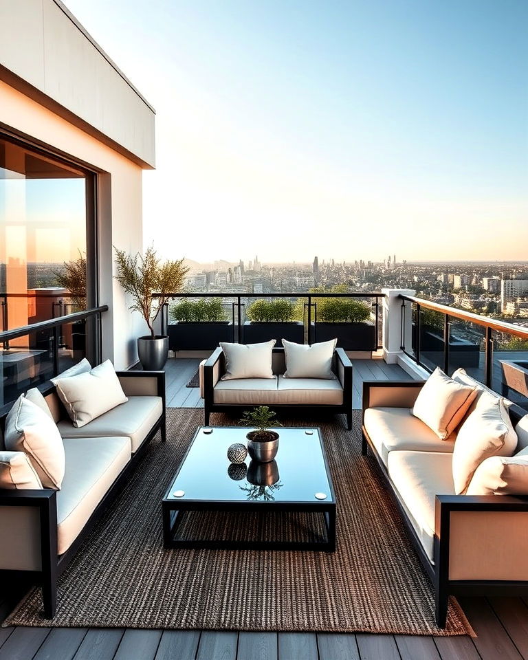 modern lounge area for large balcony - 25 Large Balcony Ideas