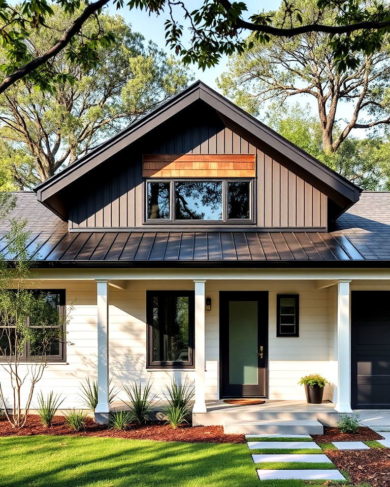 modern low pitched roof with wide eaves - 25 Modern Cottage House Exterior Ideas