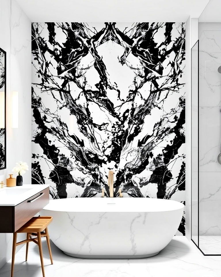 modern marble accent wall - 20 Luxury Marble Bathroom Ideas