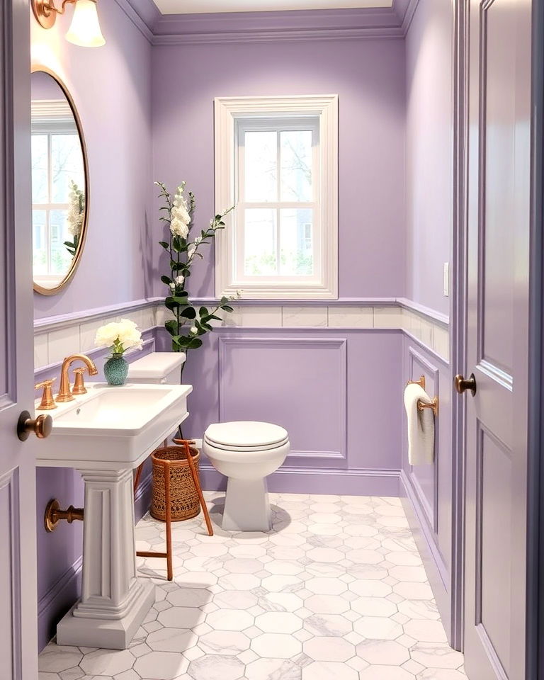 modern marble hexagon floor tiles - 25 Powder Room Floor Tile Ideas