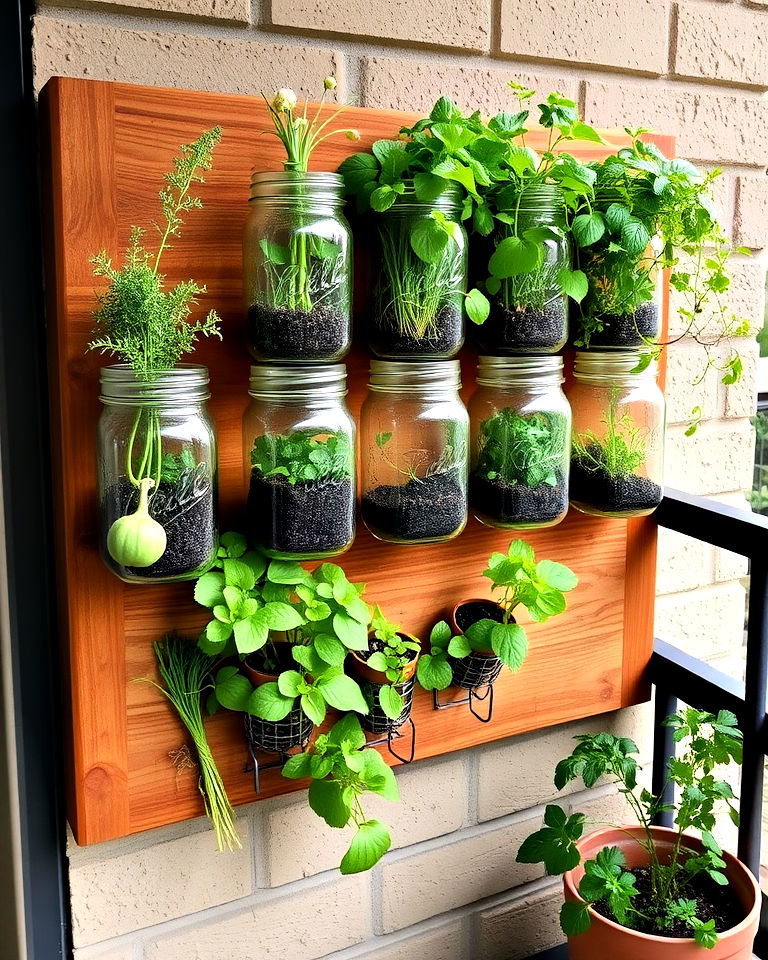 modern mason jar vertical garden - 40 Vertical Garden Ideas