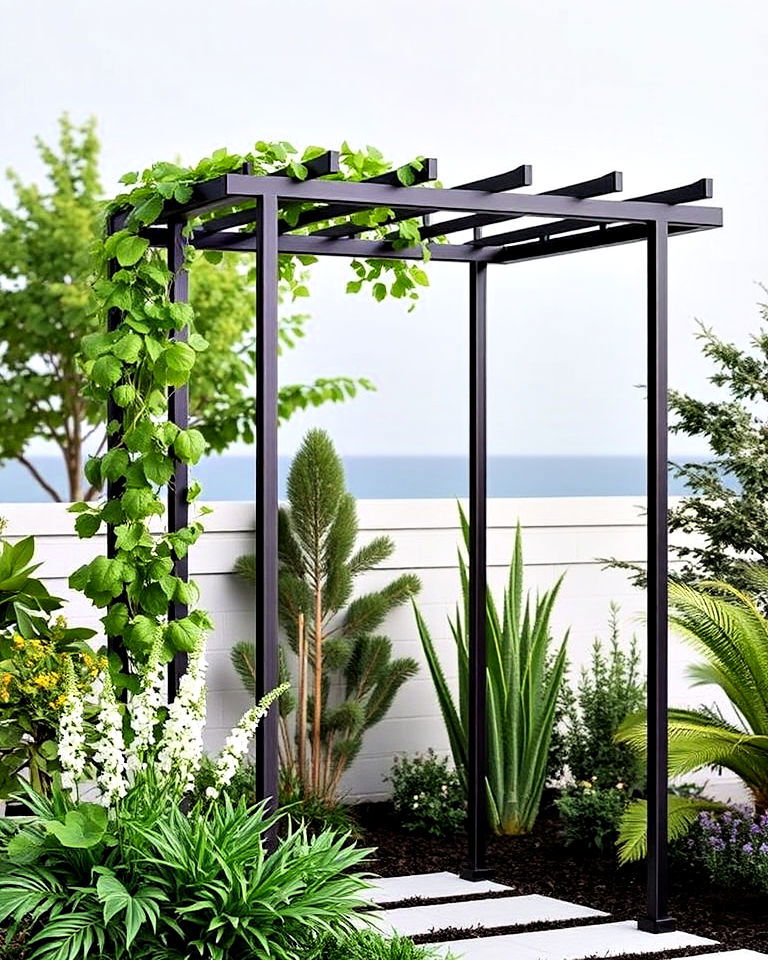 modern metal arbor for garden - 40 Garden Arbor Ideas