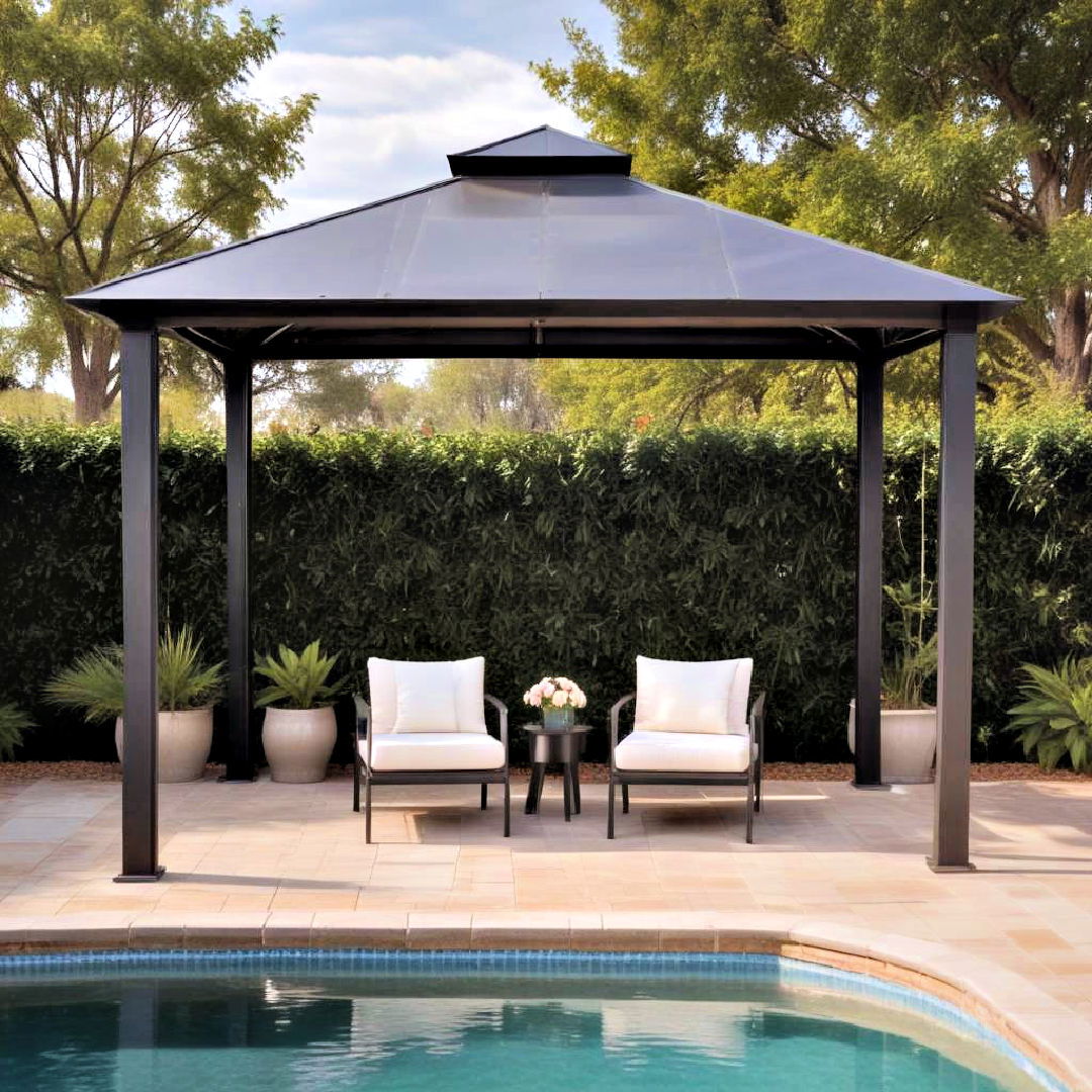 modern metal gazebo for pool - 15 Pool Gazebo Ideas