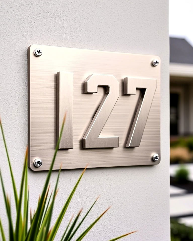 modern metal plate numbers - 40 House Number Ideas
