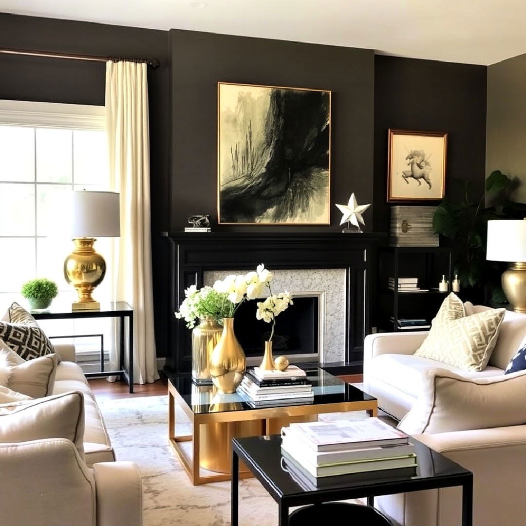 modern metallic accents - 40 Transitional Living Room Ideas