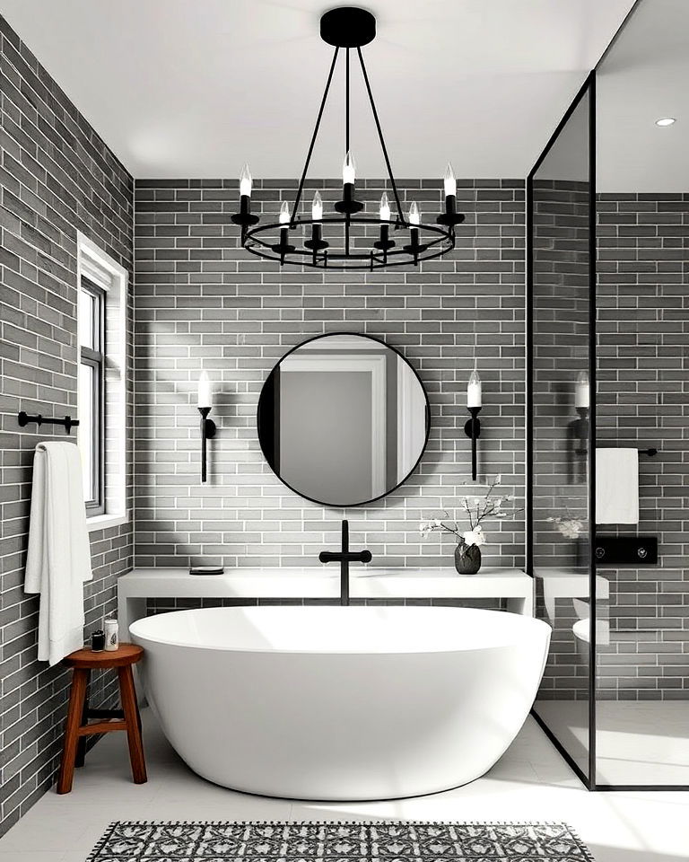 modern minimalist chandelier - 20 Bathroom Chandelier Ideas